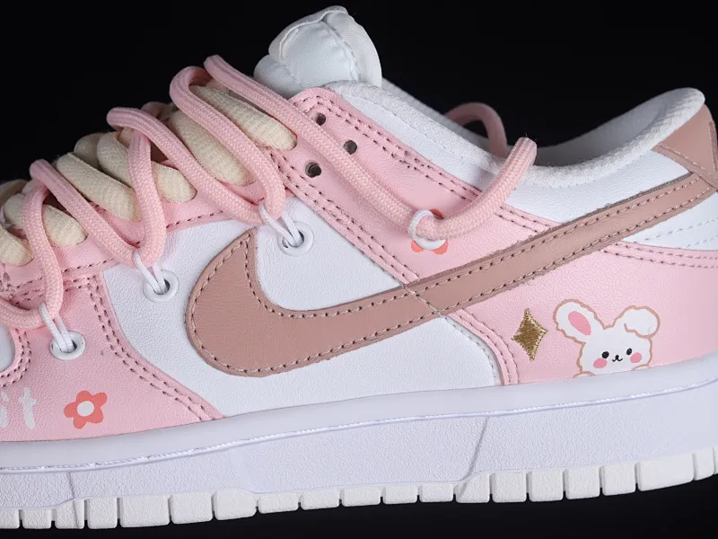 All categories Nk SB Dunk series Nk SB Dunk Low low-top sneakers Nk Dunk Low Year of the Rabbit limited edition Cute girly pink customized version of deconstructed strap casual sneakers DH9765-100